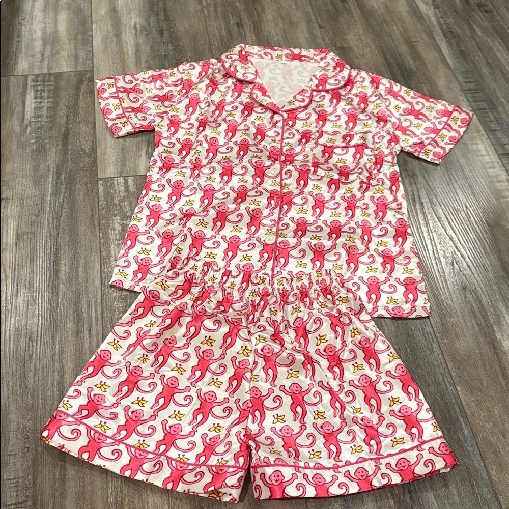 Women’s Pink Monkey Silky Pajamas Size XXS